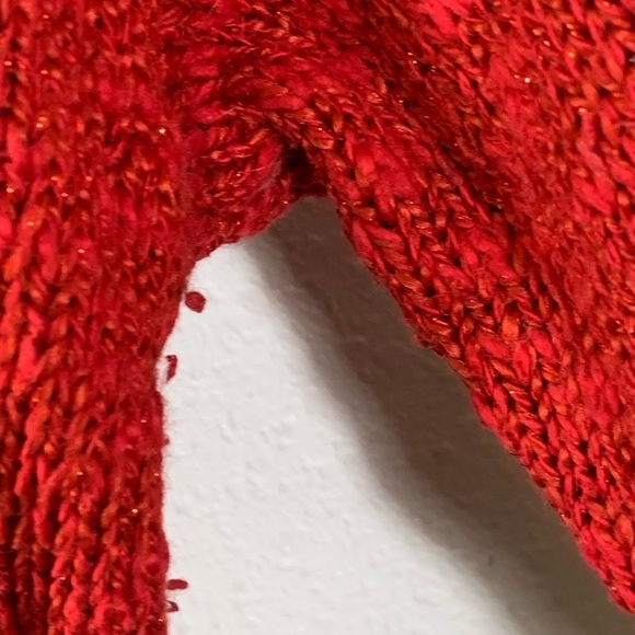 Chaps Womens Red & Metallic Cable knit Cotton Blend Sweater Size XL Christmas - Picture 5 of 8